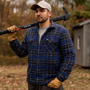 Wolverine Coat Men's Large with fleece lining Blue Plaid